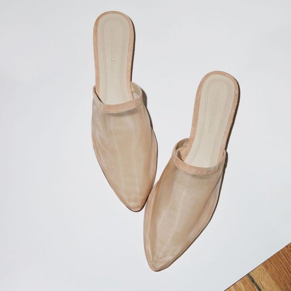 Mari Giudicelli (Never Worn) Sheer Nude Brisa Mules Flats, Size 37